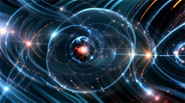 Close-up of quantum technology in wireless communication, featuring an orb, all in a dark, mysterious setting