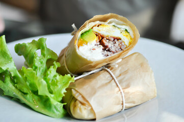 kebab ,pork wraps or taco or vegetable roll or mexican rolls or beef wrap or egg rolls