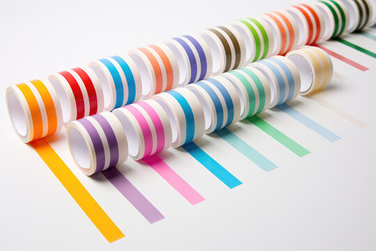 masking tape vibrant color horizontal line up side white background