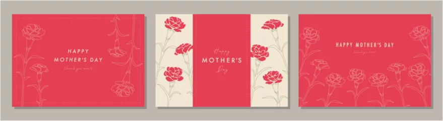 Foto op Plexiglas 母の日　mother's day　カーネーション　素材セット　フレーム　背景　ベクターイラスト　シンプル　おしゃれ © Sayuri.M