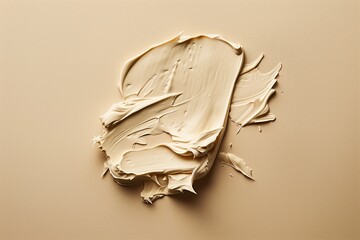 minimalism. cosmetic smear of creamy texture on a beige background. - obrazy, fototapety, plakaty