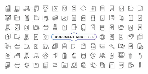 Fototapeta na wymiar Document and files line icons. For website marketing simple line art style icons pack. Thin line web icon set.