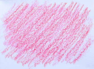 Art pink and red color crayon on paper drawing background texture. Wax crayon hand drawing on paper.
