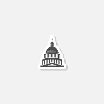 United States Capitol building icon sticker isolated on gray background