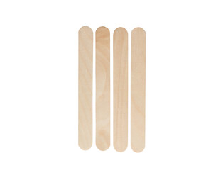 Four (4) tally marks symbol made from wooden popsicles stick  isolated on white background with clipping path. Education and learning concept.