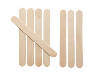 Eight (8) tally marks symbol made from wooden popsicles stick  isolated on white background with clipping path. Education and learning concept.