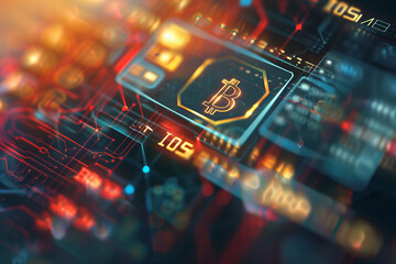 Futuristic Bitcoin Encryption Security Technology on Circuit Board