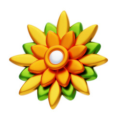3D Flower Shape Has A Combination Of Green And Orange