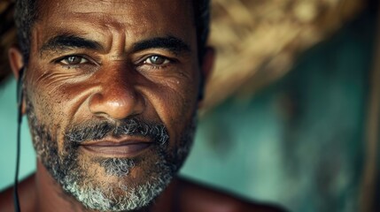 Portrait of a man from the amazon rainforest. Generative AI.