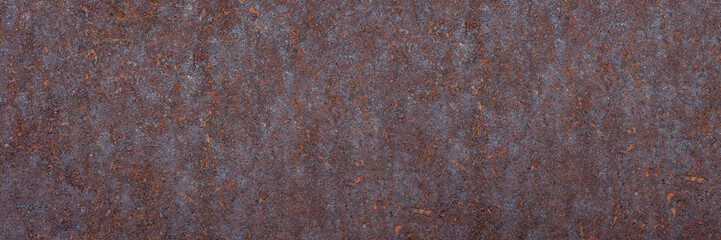 Grunge metal background. Rusty metal texture. old metal iron rust texture. Empty for design, pattern, cover, web banner. Wide. Panoramic.