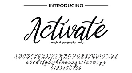 Activate Font Stylish brush painted an uppercase vector letters, alphabet, typeface