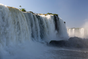Beautiful view to Iguazu Falls and green rainforest