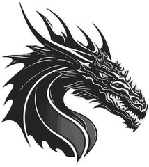 Dragon face logo vector illustration scary art design.