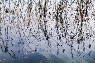 Obraz na płótnie Canvas Junks reflected in the water