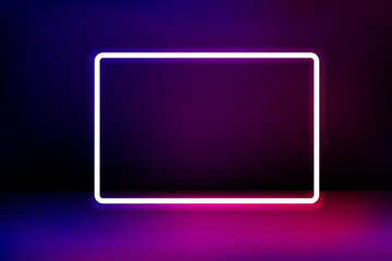 Abstract vector background with white neon frame. Vector illustration
