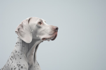 A beautiful dog's head on a clean white background.