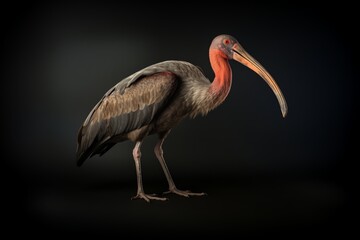 Fototapeta premium A bird with a rounded big beak on a black background.