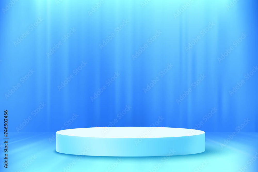 Aufkleber Abstract blue studio with podium and copy space. Design product template. 3d design vector mockup