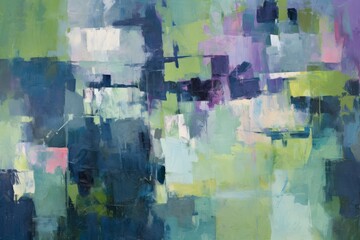 A slightly abstract painting of a city with lots of buildings, semiabstract.