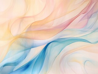 A colorful abstract painting with soft vibrant colors, silk flowing in wind.