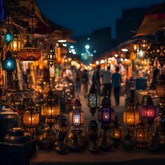 Night market in Hoi An city. Vietnam. Hoi An is a popular tourist destination in Vietnam.