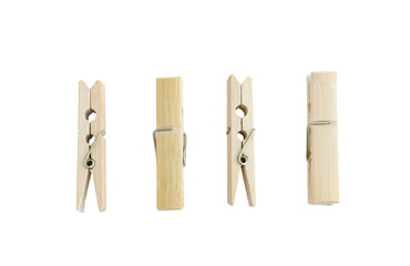 wooden clothespins isolated on white background with clipping path.