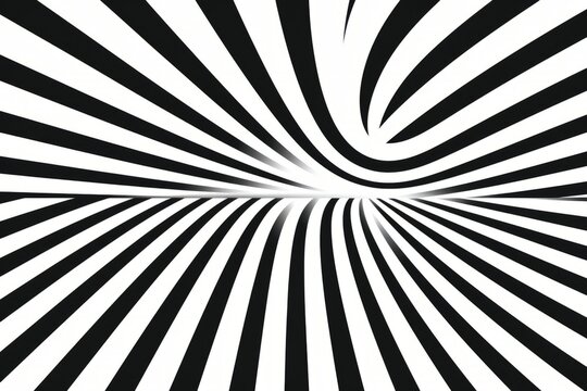 A black and white striped background with a spiral design, smooth vector lines.