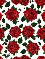 Natural and fresh red roses flowers pattern wallpaper background Generative AI