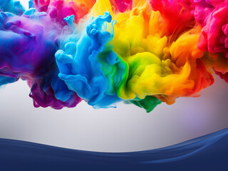 Full colors HD, colored ink creating fluid colored smoke in water.