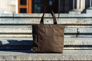Eco Friendly black Color Fashion Canvas Tote Bag for mock up. Generative Ai.