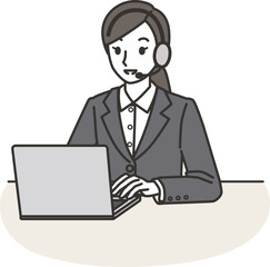 オペレーターの女性のイラスト