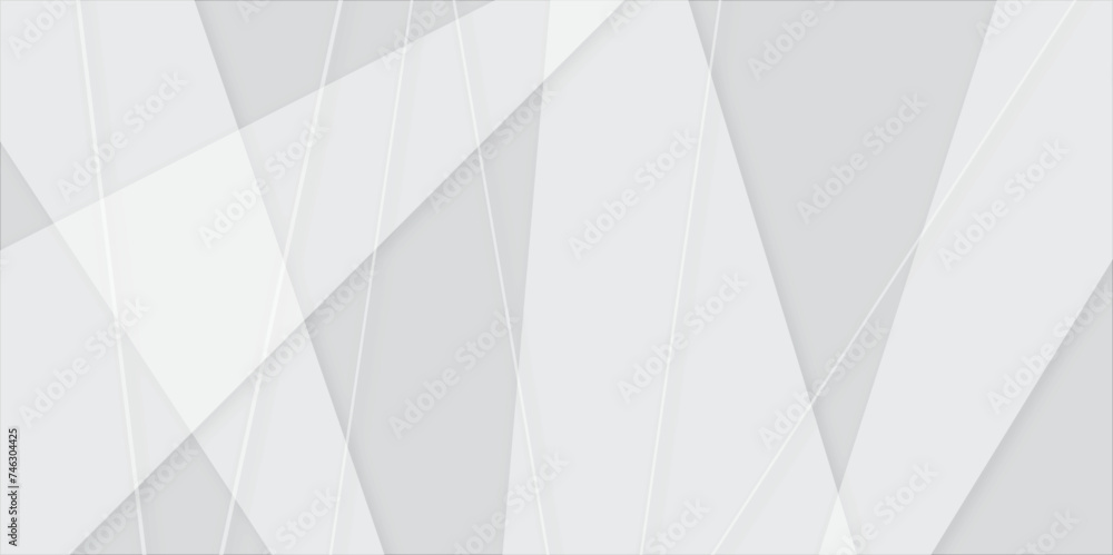 Poster white and gray color geometric style with simple lines and corners abstract background design. geome