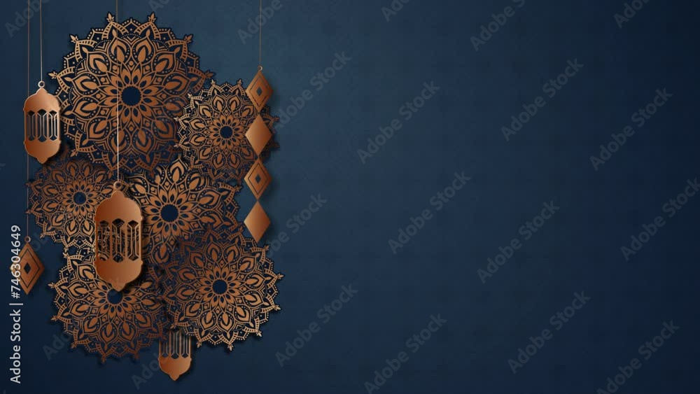 Wall mural animated mandalas, intricate islamic patterns, and softly glowing lanterns gracefully unfold against