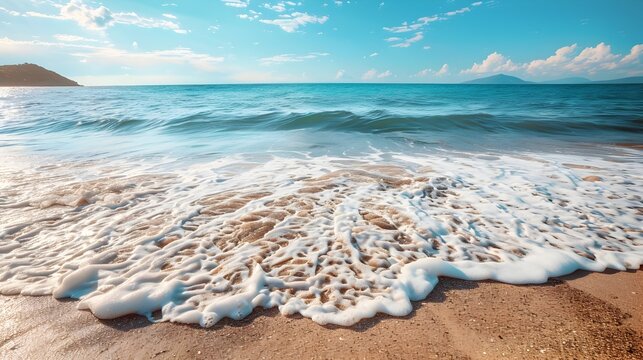 Beach and Ocean Waves at Sunset in UHD Image
