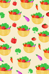 Mixed vegetable basket background paper