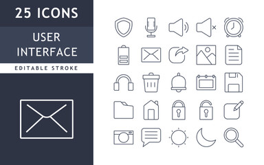 User interface icons set. vector illustration. editable stroke