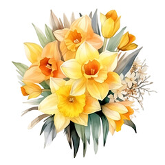 Fototapeta na wymiar Tranquil Watercolor Daffodil Sketch