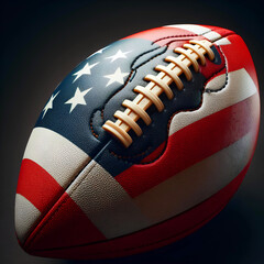 American football ball close up on black background. generative ai