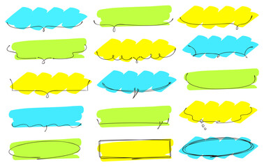 半分の下線吹き出し　蛍光ペン（黄色、水色、黄緑）　横セット