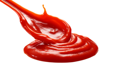 Close Up of Red Substance. A detailed view of a vibrant red substance appears to be rich in color and texture, creating a striking contrast. On PNG Transparent Clear Background.