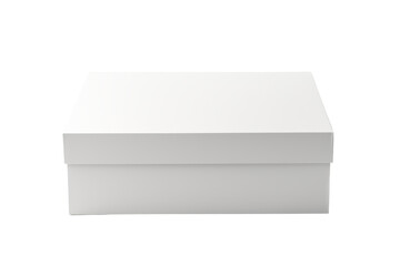 White Box. A white box is creating a stark and minimalist aesthetic. The box appears clean and angular, casting subtle shadows against the pure white surface. On PNG Transparent Clear Background.