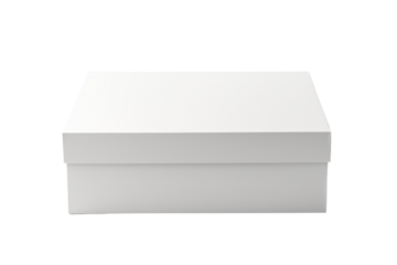 White Box. A white box is creating a stark and minimalist aesthetic. The box appears clean and angular, casting subtle shadows against the pure white surface. On PNG Transparent Clear Background.