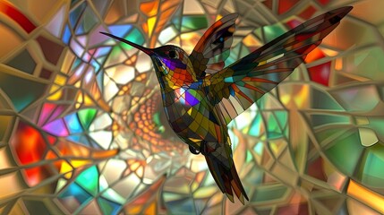 Stained glass hummingbird