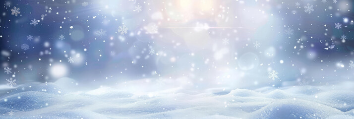a snowy background with a light showing through snow, Winter snow background with snow flakes, christmast background