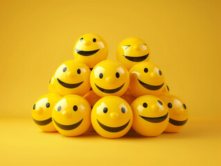 Various yellow emote spheres in a pile