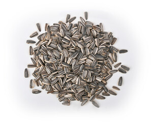 Heap of sunflower seed on white background