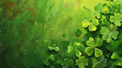 Saint Patricks Day Clover Background, Abstract Art