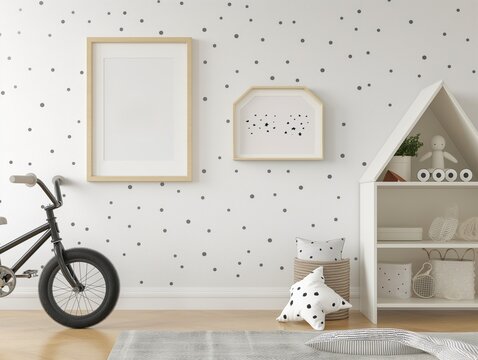 Frame in children room interior background