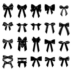 set of black and white bows