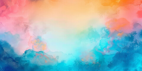 colorful watercolour background,pink yellow orange red blue cyan green watercolor paint background . banner